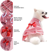 KUTKUT Stripe Dress for Small Dog Girl Puppy Clothes Female Princess Tutu Frock Skirt Summer Shirt for Shih Tzu, Maltese Cat Pet Apparel Outfits ( Red ) - kutkutstyle